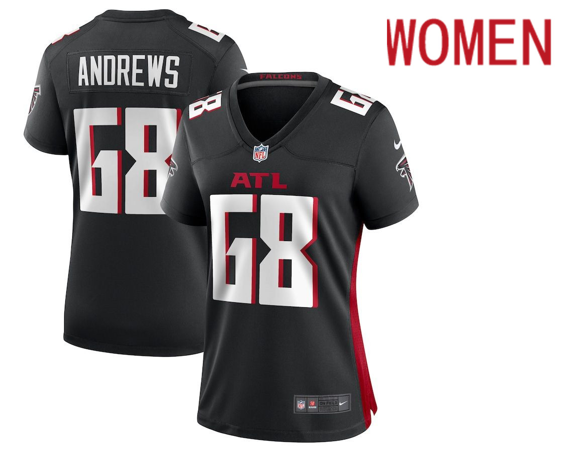 Women Atlanta Falcons #68 Josh Andrews Nike Black Game Player NFL Jersey->women nfl jersey->Women Jersey